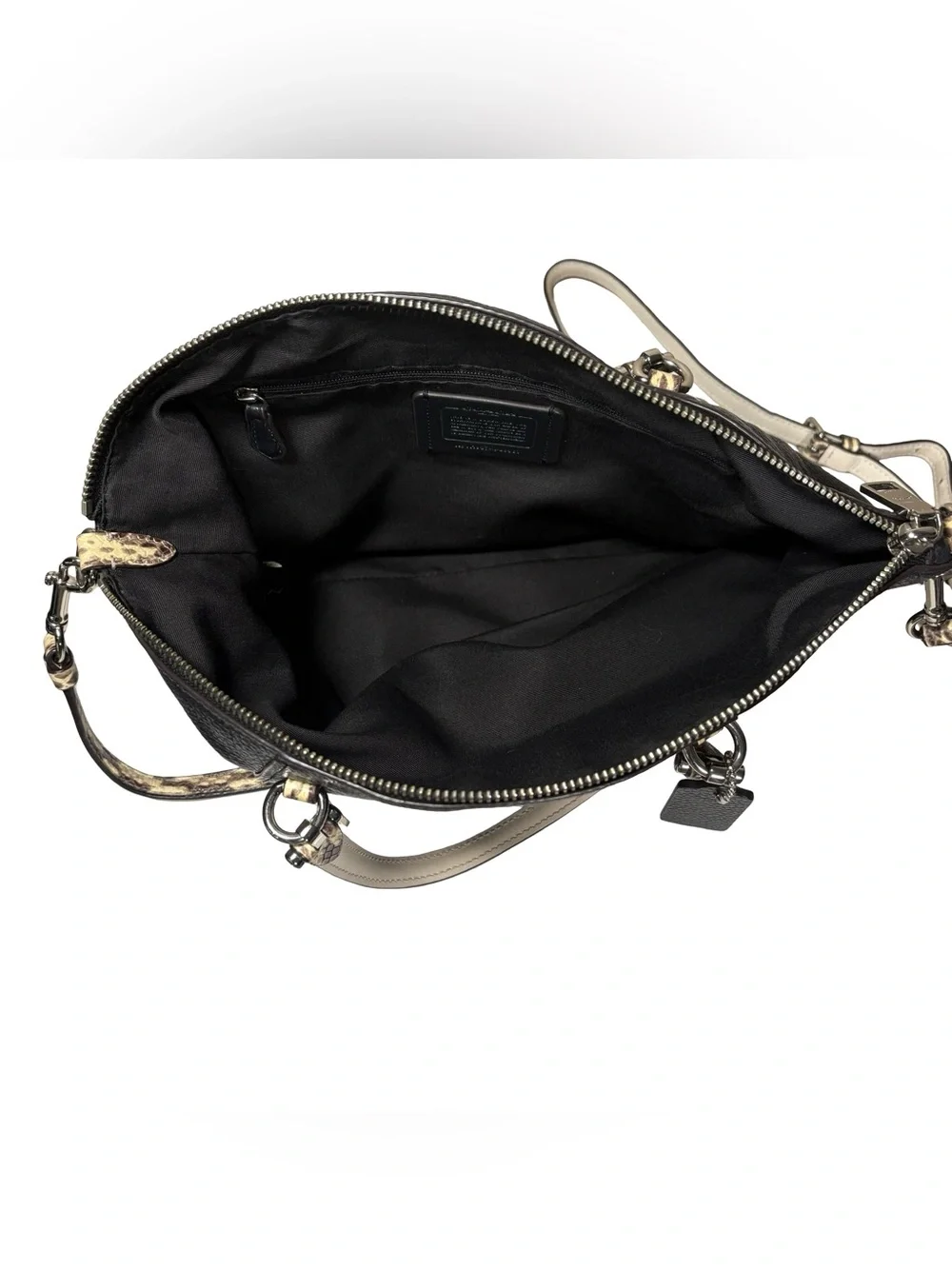 Coach Prairie Satchel Black Pebbled Leather Snake Embossed Crossbody